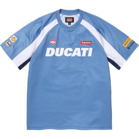 Supreme X DUCATI SS24 WEEK16 Soccer Jersey — Unisex Loose Fit Short Sleeve Football Shirt With Logo Print