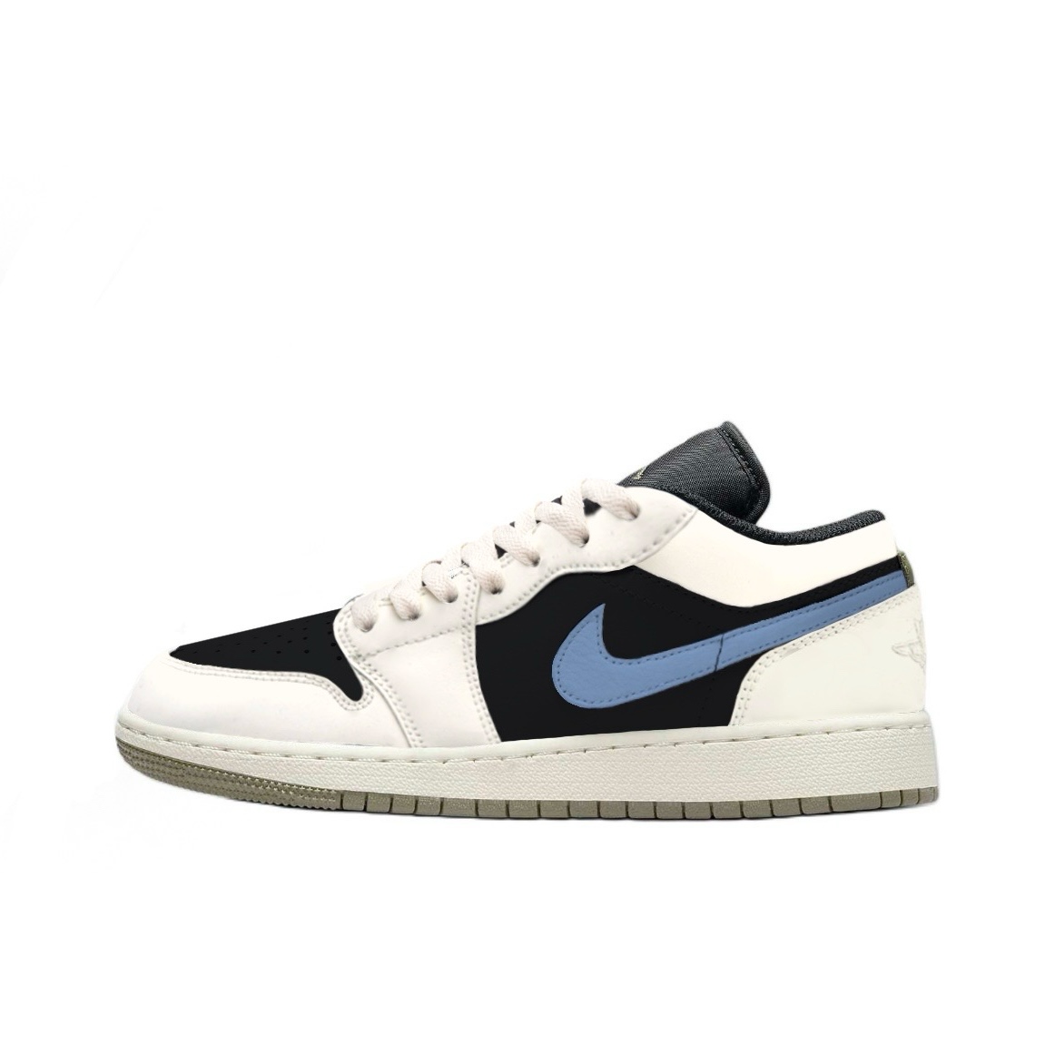 Jordan Air Jordan 1 Mini Hook 2 Leather Abrasion Resistant Low top Vintage Basketball Shoes Unisex Black White Blue