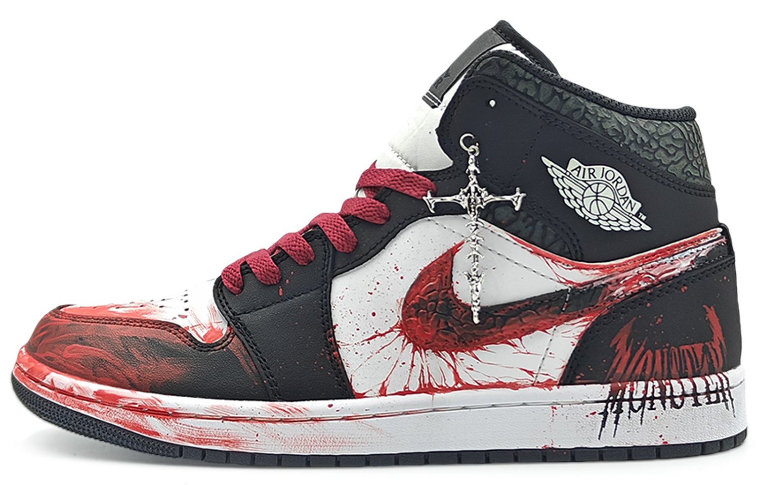 Jordan Air Jordan 1 Mid SE ‘Panda Elephant’ Abrasion Resistant Mid top Vintage Basketball Shoes Men’s Black Red