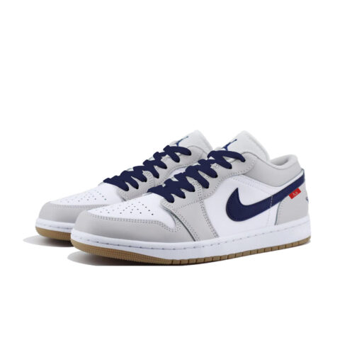 Jordan Air Jordan 1 Cushioning Slip Resistant Low top Vintage Basketball Shoes Unisex White Gray
