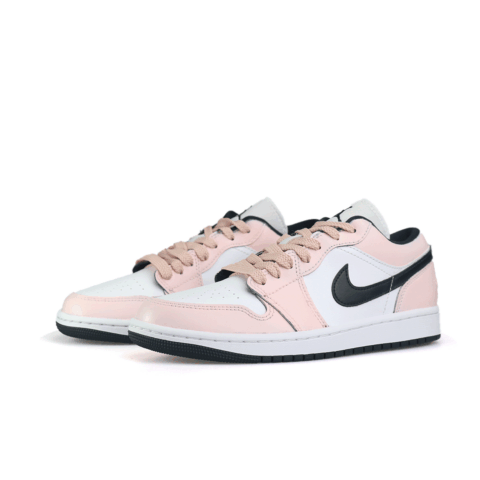 Jordan Air Jordan 1 White Pink, Shopping Bag Abrasion Resistant Low top Vintage Basketball Shoes Unisex White Pink