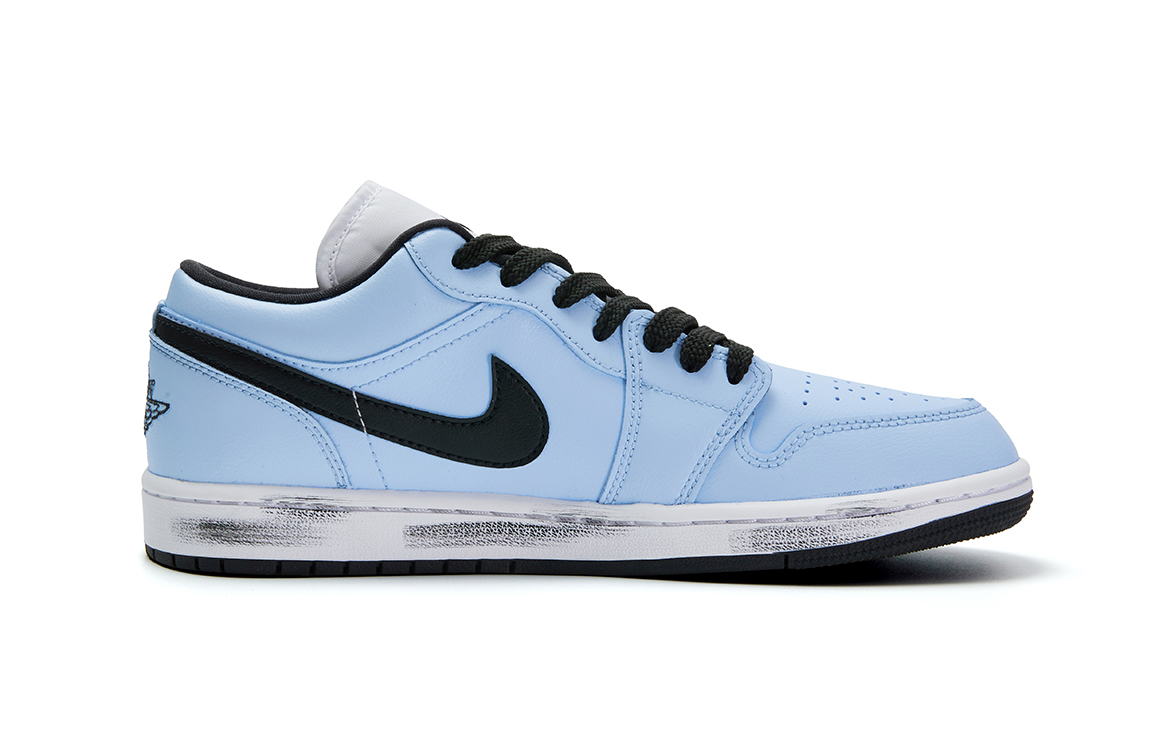 Jordan Air Jordan 1 Slip Resistant Abrasion Resistant Low top Vintage Basketball Shoes Unisex Blue