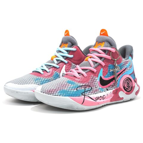 Nike KD Trey 5 IX Cushioning Slip Resistant Abrasion Resistant Breathable Mid top Basketball Shoes Unisex Blue Pink