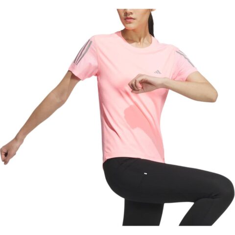 Adidas Own The Run Running T Shirt Women’s Neon Pink/Dark Silver Gray
