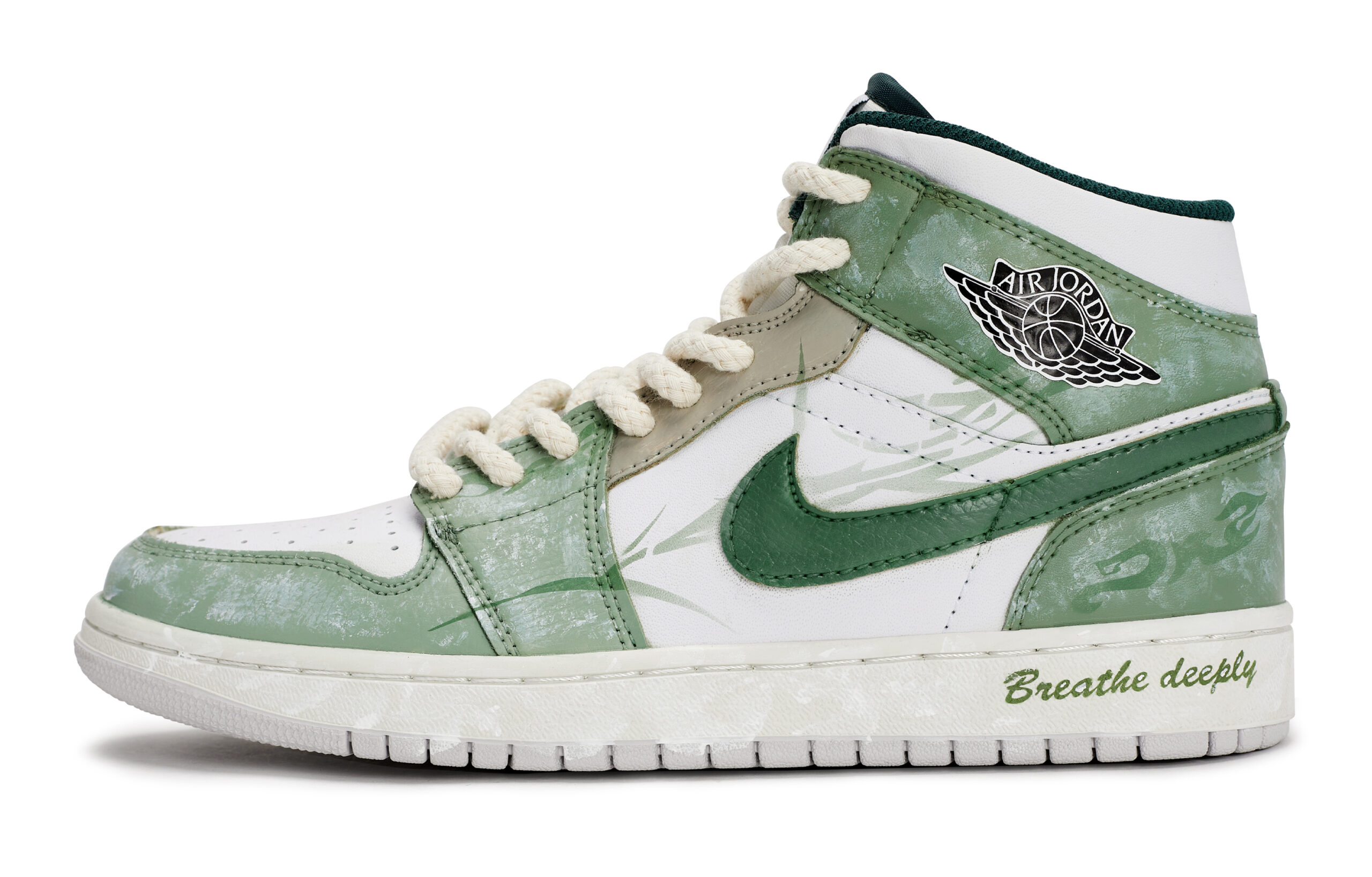 Jordan Air Jordan 1 Vintage Basketball Shoes Unisex Mid Top White/Green