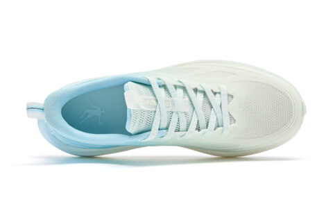 QIAODAN Light Speed 5v2 Running Shoes Women’s Low Top Light Transparent Green, Sky Blue
