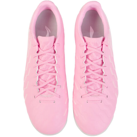 Li Ning TF Turf Artificial Turf Synthetic Leather Slip Resistant Abrasion Resistant Soccer Shoes Men’s Pink White