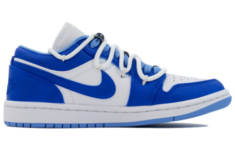 Jordan Air Jordan 1 Blue And White Flower Branch Slip Resistant Abrasion Resistant Low top Vintage Basketball Shoes
