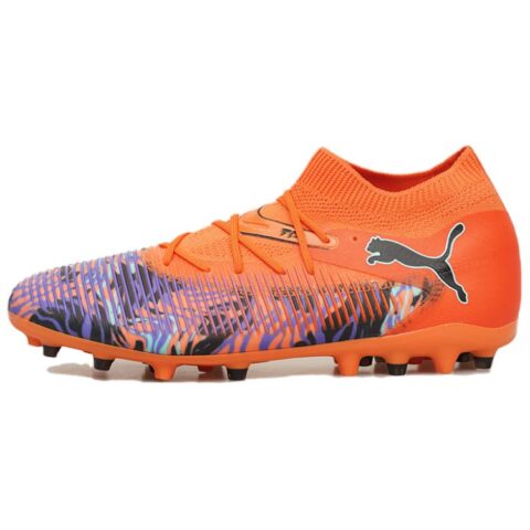 PUMA FUTURE 8 MG Multi Ground Artificial Turf Fabric Abrasion Resistant Coverage Soccer Shoes Men’s Orange Black