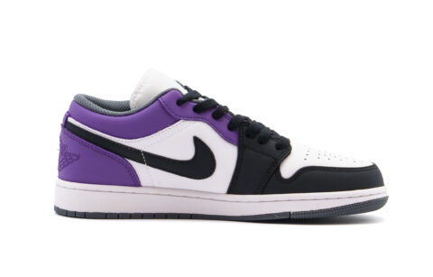 Jordan Air Jordan 1 Abrasion Resistant Low top Vintage Basketball Shoes Unisex Black Purple