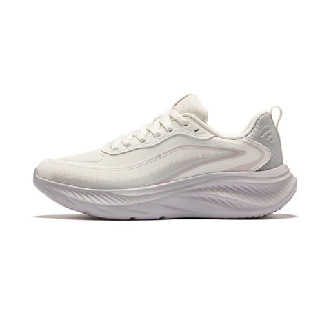 Erke Cloud Chase Running Shoes Women’s Low Top Microcrystal White, Mist Gray