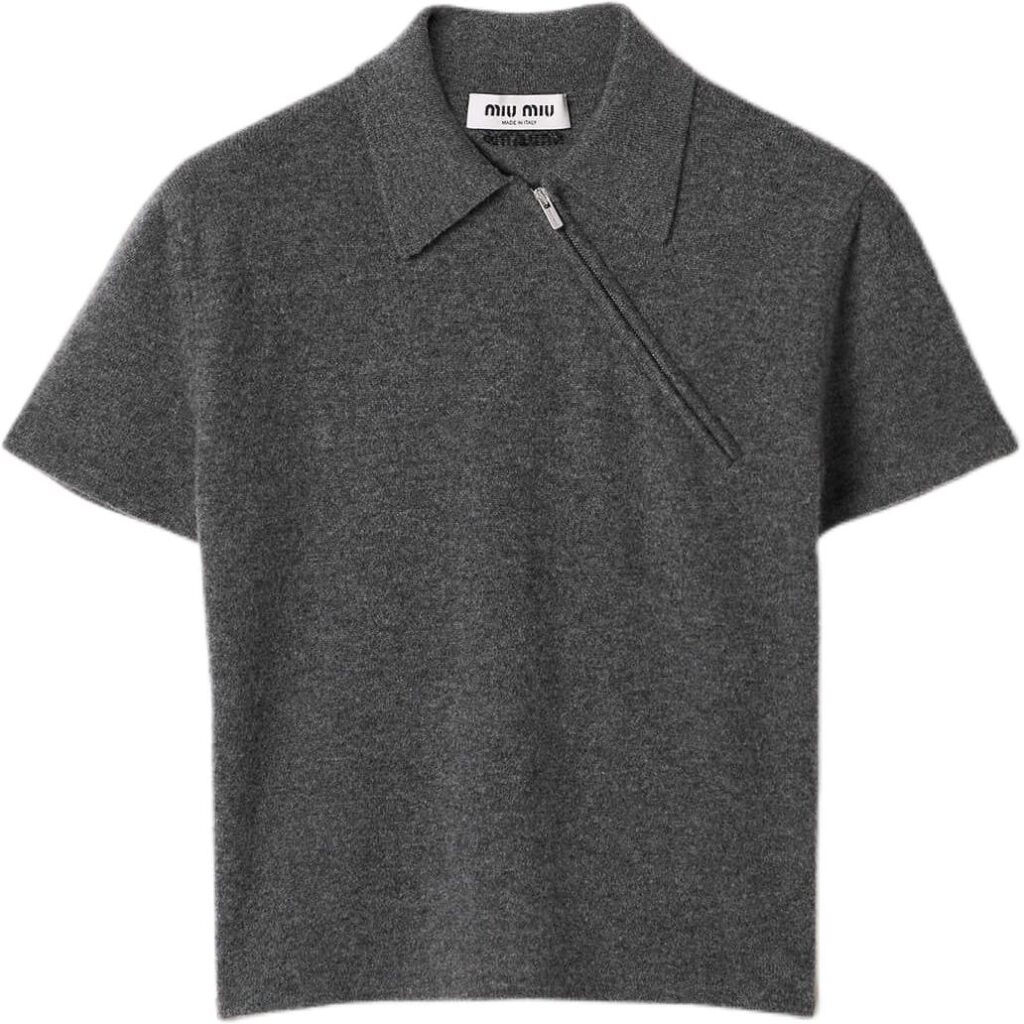MIU MIU Polo Shirts Women’s Gray Polo Collar Moderate Straight Fit