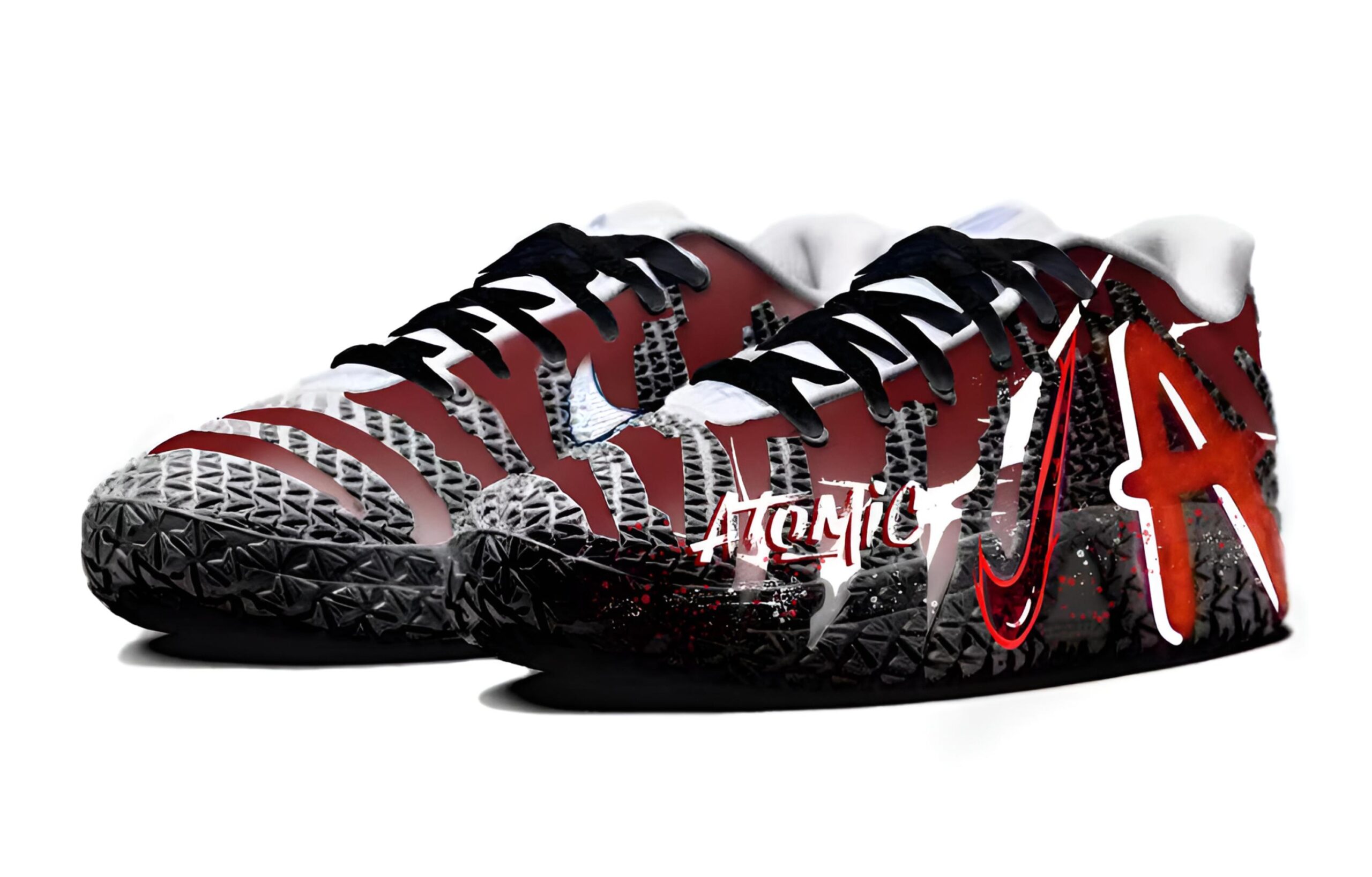 Nike Ja Morant 3 Ink Flame Cushioning Low top Basketball Shoes Unisex Black Red