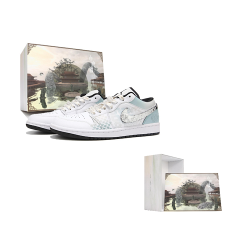 Jordan Air Jordan 1 Slip Resistant Abrasion Resistant Low top Vintage Basketball Shoes Men’s Cyan