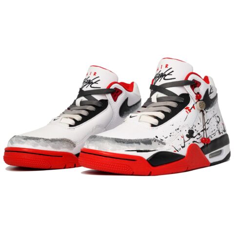 Nike Flight Legacy Slip Resistant Abrasion Resistant Mid top Vintage Basketball Shoes Unisex White