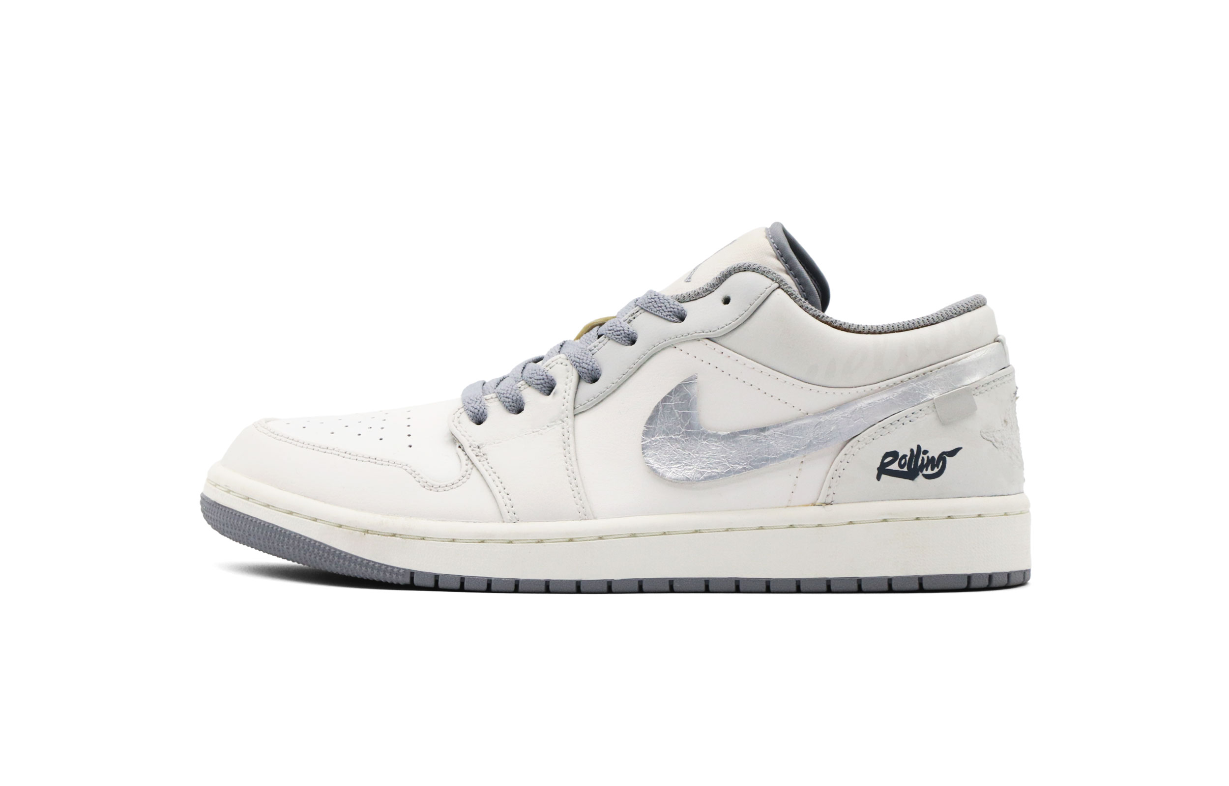 Jordan Air Jordan 1 Ice Blue Maris Sal Leather Low top Vintage Basketball Shoes Men's White Silver Gray