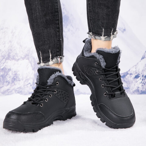 Medd Thickened And Fleece Lined Thermal Insulated Shoes, Hiking Outdoor Comfortable Athleisure Low top