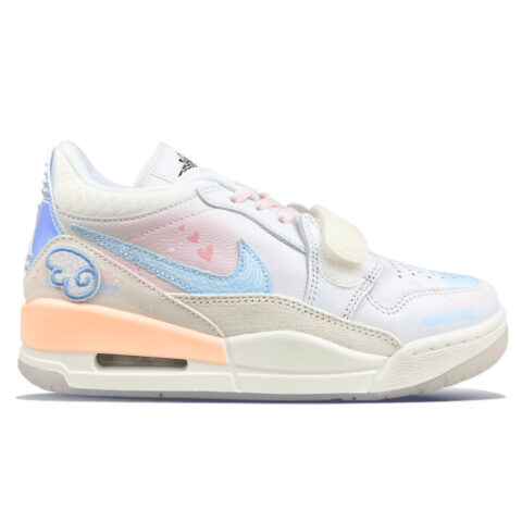 Jordan Legacy 312 Slip Resistant Abrasion Resistant Mid top Vintage Basketball Shoes Unisex White Blue Pink