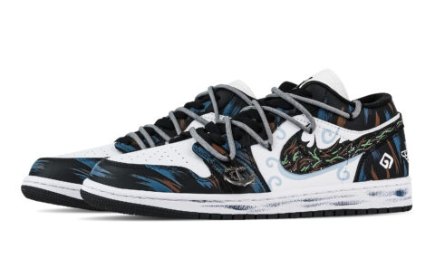 Jordan Air Jordan 1 Sea Dark Fire Low top Vintage Basketball Shoes Unisex Black