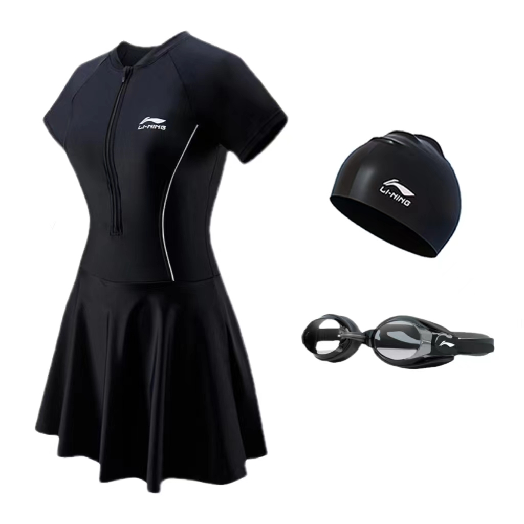 Li Ning Sports Fashion Collection Swimming Sets Nylon, Elastane Polyester Swimming Pool Beach Vacation Women’s Black