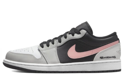 Jordan 1 Cushioning, Wear Resistant Low top Vintage Basketball Shoes Unisex Black Gray Pink