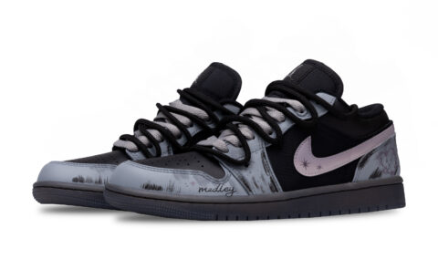 Jordan Air Jordan 1 Decaying Love Letter Abrasion Resistant Low top Vintage Basketball Shoes Unisex Gray Black