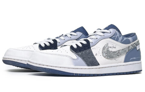 Jordan Air Jordan 1 Abrasion Resistant Low top Vintage Basketball Shoes Men’s Blue White