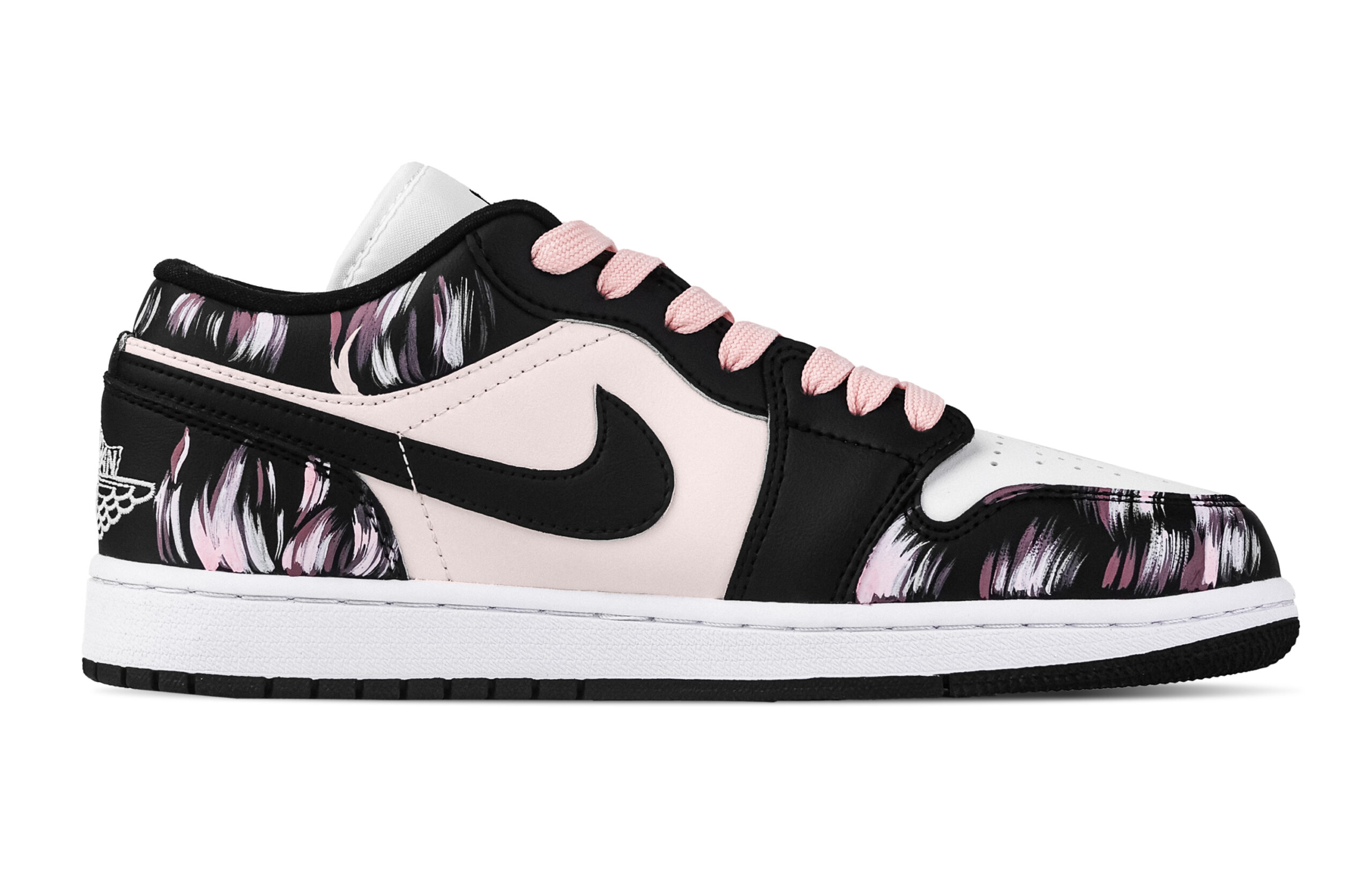 Jordan Air Jordan 1 Fiery Heart, Heart Box Low top Vintage Basketball Shoes Unisex Black White Pink