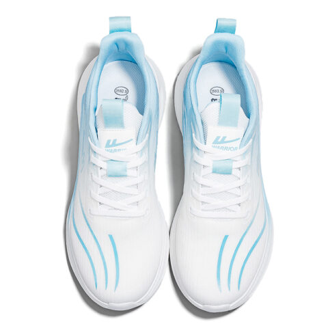 Warrior Cushioning Abrasion Resistant Height Increasing Low top Training Sports Running Shoes Unisex White Light Blue