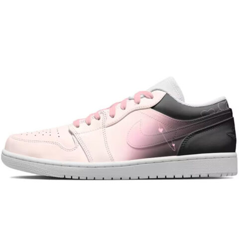 Jordan Air Jordan 1 Leather Cushioning Slip Resistant Abrasion Resistant Low top Vintage Basketball Shoes Men’s Pink