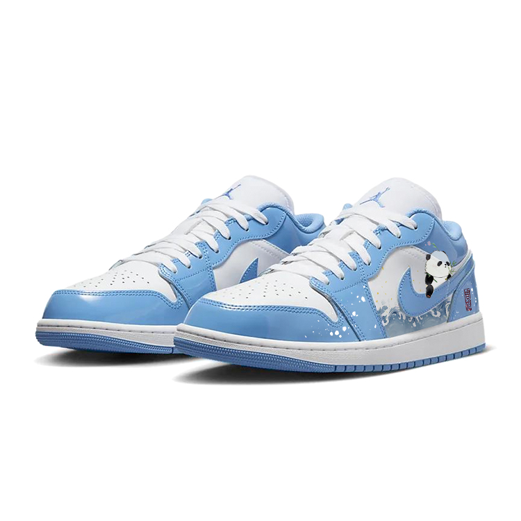 Jordan Air Jordan 1 Slip Resistant Abrasion Resistant Low top Vintage Basketball Shoes Unisex White Blue