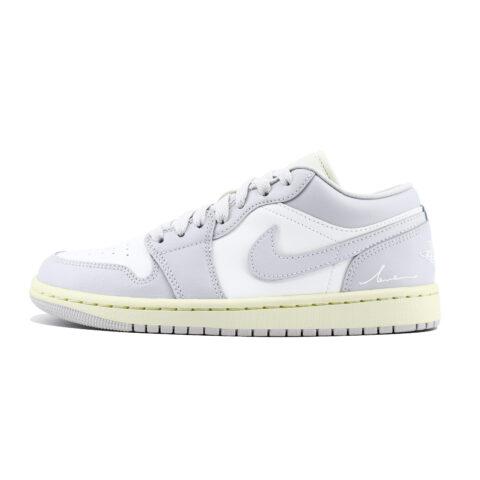 Jordan Air Jordan 1 Slip Resistant Abrasion Resistant Low top Vintage Basketball Shoes Unisex White Gray