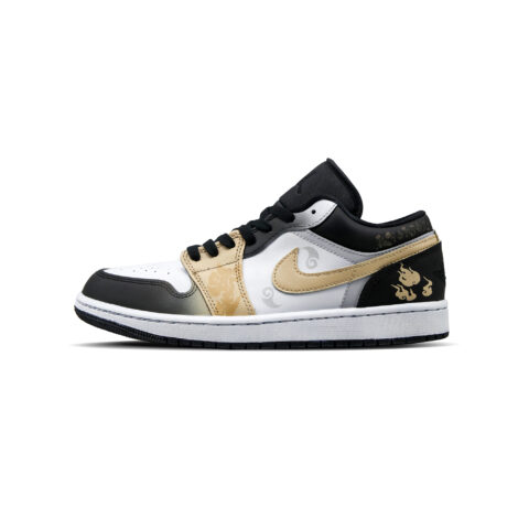 Jordan Air Jordan 1 Vintage Basketball Shoes Women’s Low Top Black White Yellow