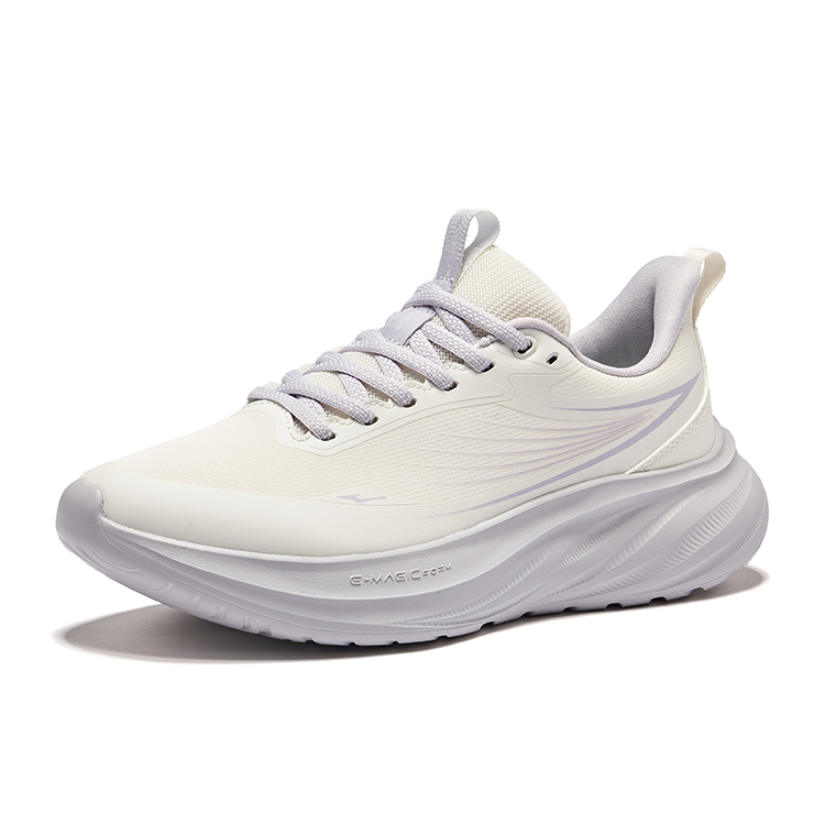 Erke Cushioning Rebound Low top Casual Running Shoes Women’s Microcrystal White Galactic Purple
