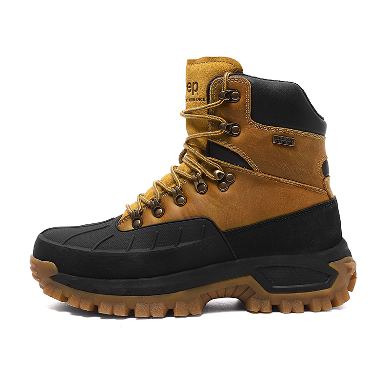 Jeep Synthetic Leather Comfortable High top Outdoor Shoes Men’s Gold