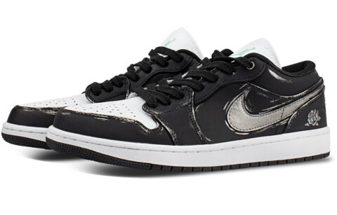 Jordan Air Jordan 1 Slip Resistant Abrasion Resistant Low top Vintage Basketball Shoes Unisex Black
