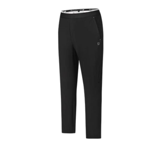 FILA Fitness Minimalist Style Brand Logo Fitness Comfortable Thermal Fleece Lined Woven Sports Pants Men’s Pitch Black