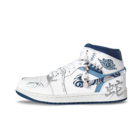 Jordan Air Jordan 1 Wear resistant And Lightweight Mid top Basketball Shoes Men’s Silver Blue