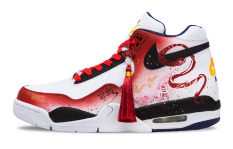 Nike Flight Legacy Slip Resistant Abrasion Resistant Mid top Vintage Basketball Shoes Men’s White Black Red