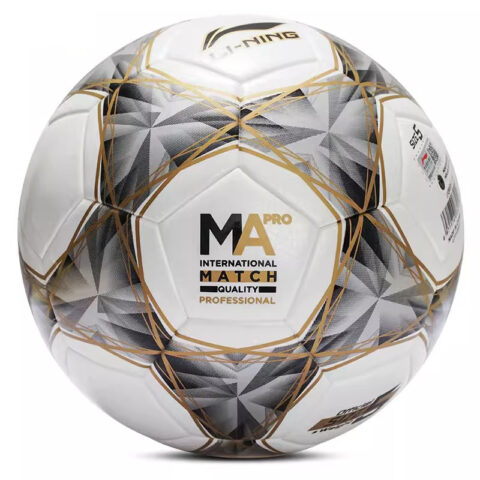 Li Ning Size 5 Soccer Ball Pu Seamless Thermal bonding Unisex White Silver Gold