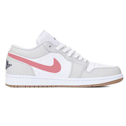 Jordan Air Jordan 1 Slip Resistant Abrasion Resistant Low top Vintage Basketball Shoes Unisex Gray Pink