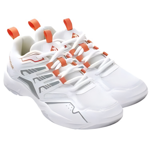 KUMPOO Cushioning Abrasion Resistant Support Low top Badminton Shoes Unisex White Orange Green