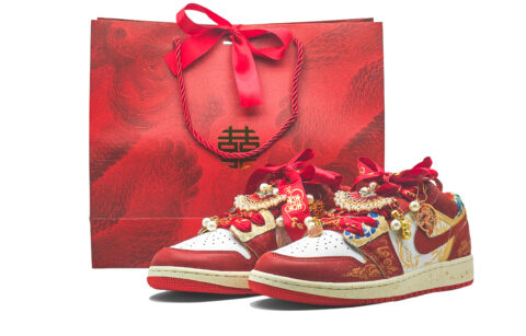 Jordan Air Jordan 1 Gilded Yingxi, Shopping Bag Cushioning, Wear Resistant Low top Vintage Basketball Shoes Women’s Red