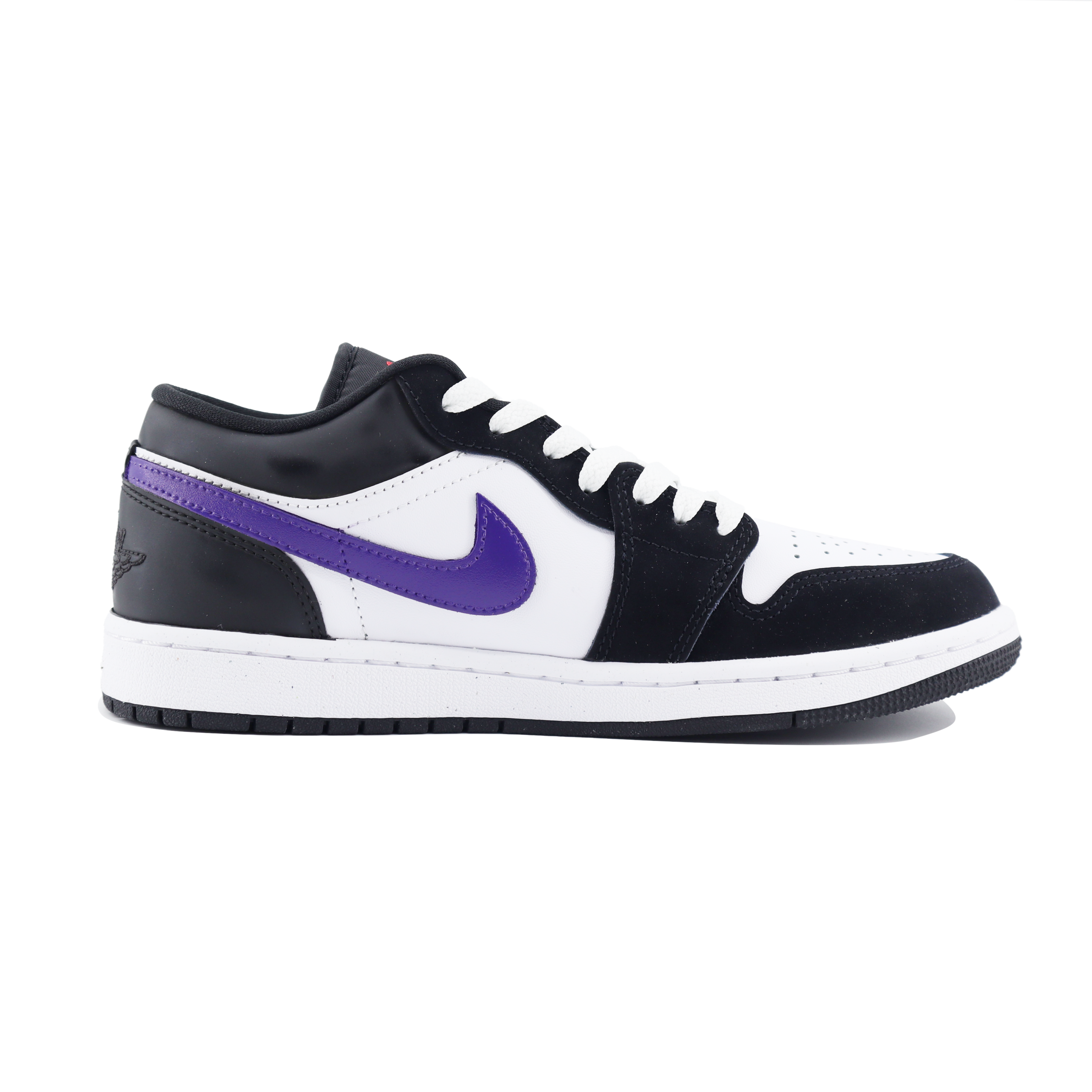 Jordan Air Jordan 1 Slip Resistant Abrasion Resistant Low top Vintage Basketball Shoes Unisex Black Purple