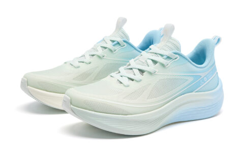 QIAODAN Light Speed 5v2 Running Shoes Women’s Low Top Light Transparent Green, Sky Blue