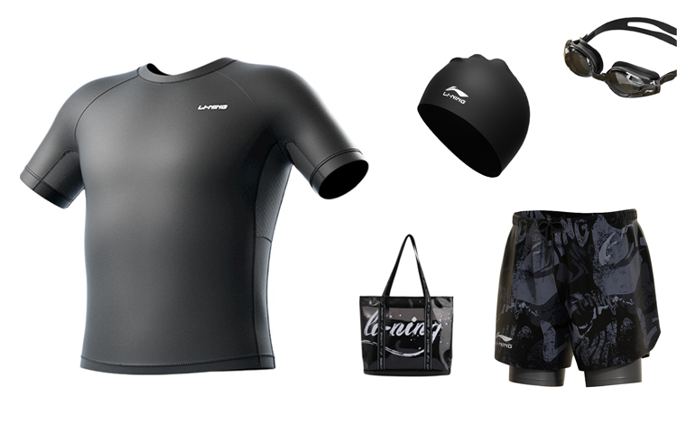 Li Ning Swimming Equipment Sets Men's Black Swimsuit
