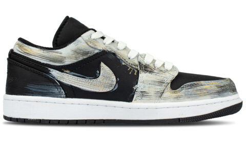 Jordan Air Jordan 1 Synthetic Leather Abrasion Resistant Low top Vintage Basketball Shoes Unisex Dark Gray