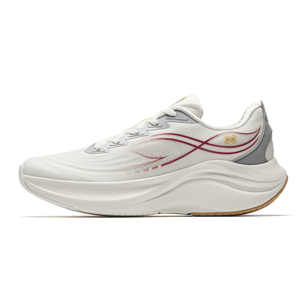 Anta Leaf 6.0 Textile, Synthetic Leather Low top EVA, Rubber Running Shoes Women’s Ivory White/Silver