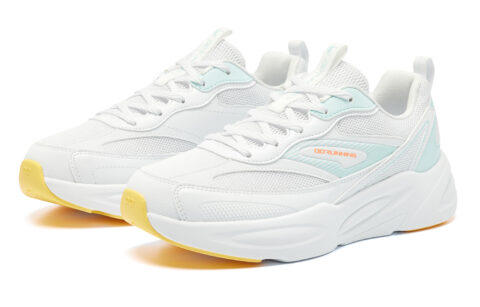 QIAODAN Cushioning Slip Resistant Abrasion Resistant Low top Casual Running Shoes Women’s White Blue