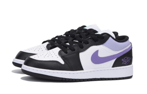 Jordan Air Jordan 1 Abrasion Resistant Slip Resistant Low top Vintage Basketball Shoes Men’s Black White Purple